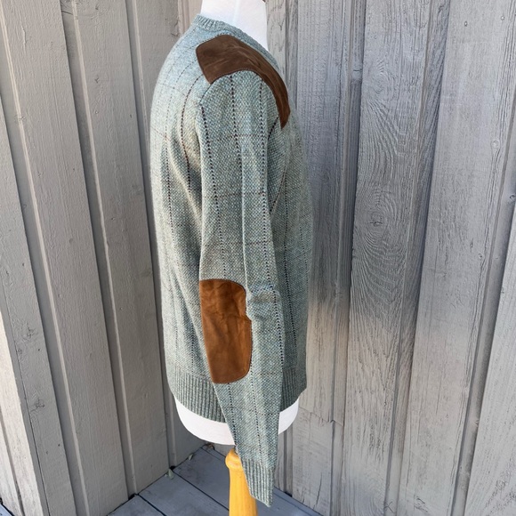 Polo Ralph Lauren Plaid Wool Suede Patch Sweater - Picture 3 of 5